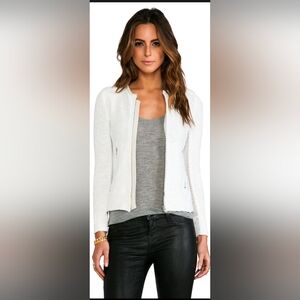 IRO White Amiya White Mesh Panel Leather Trim Evening Jacket